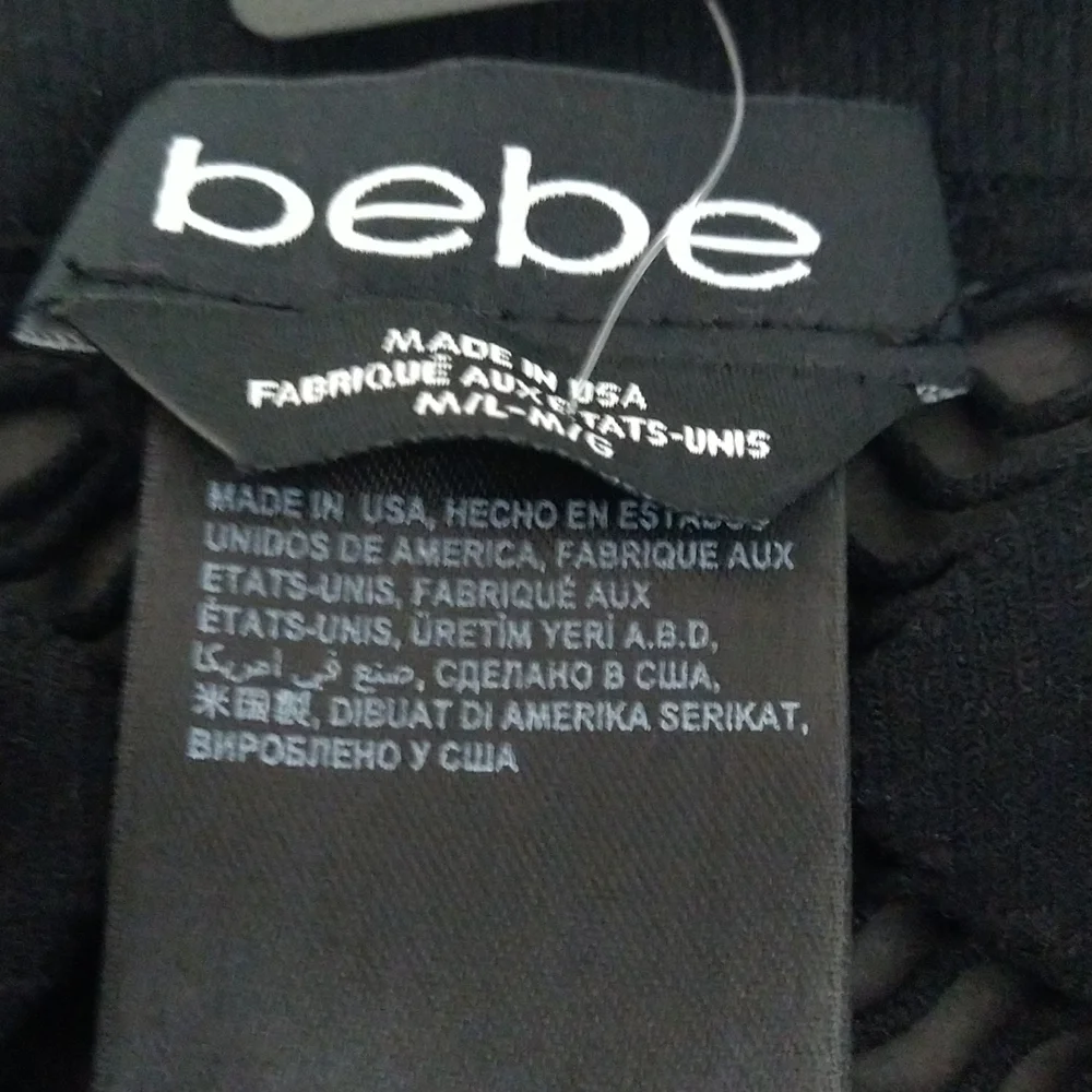 Bebe Diamond Slashes Black Off Shoulder Top Size:M/L - Picture 3 of 9